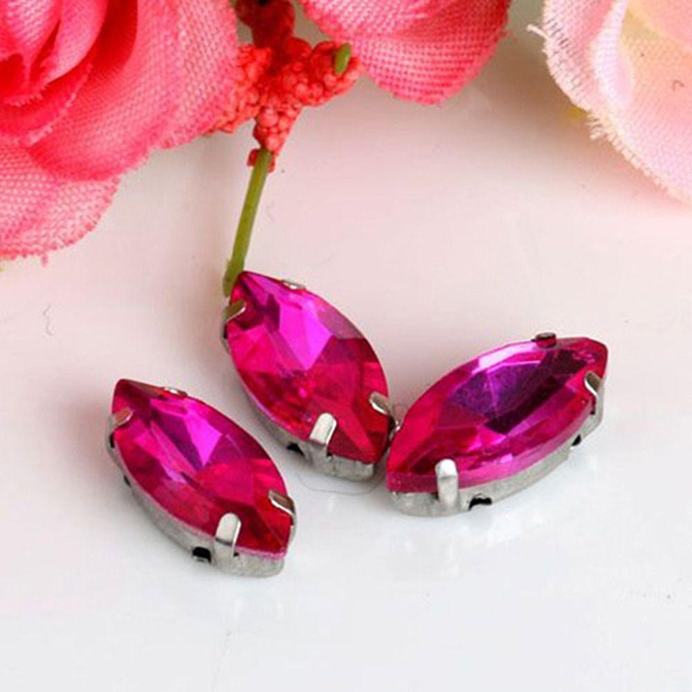 50Pcs/Pack Sew On Glass Crystal Stones Diamond Beads Ornament  DIY Garment Clothes Shoes