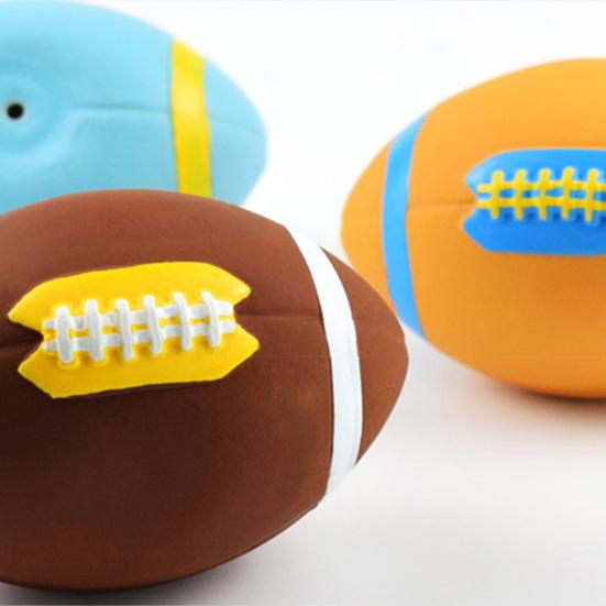 Dog Bite Toy Rugby Shape Cleaning Tooth Soft Latex Toy Puppy Chewing Ball Toy Dog Toy