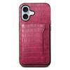For iPhone 17 Case Card Holder Kickstand Crocodile Texture Leather Back Phone Cover