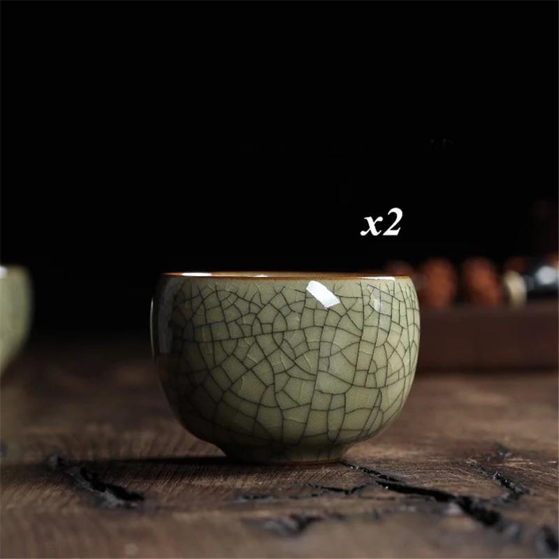 

2 шт./компл. маленькая чайная кружка, фарфоровые офисные чайные чашки цвета селадона, керамическая чашка для чая с хрустящей глазурью, чаша для чая 90 мл