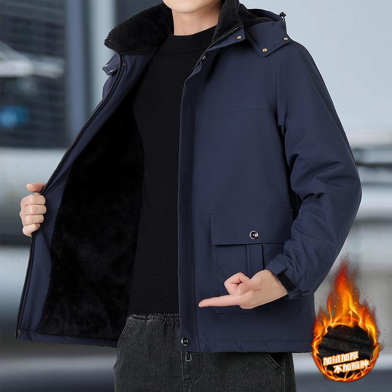 Fashionable and versatile Men's Thickened Warm Winter Jacket - Wrinkle Resistant Lightweight Soft and Cozy Long Sleeve Down Jacket