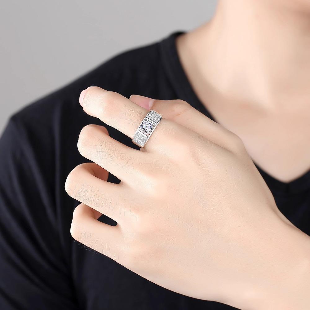 S925 sterling silver moissanite ring men's classic domineering one-carat mozzarella diamond full diamond men's ring open jewelry gift