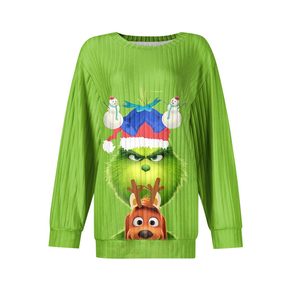 Women's Printed Lightweight Brushed-Cotton Round Neck Top