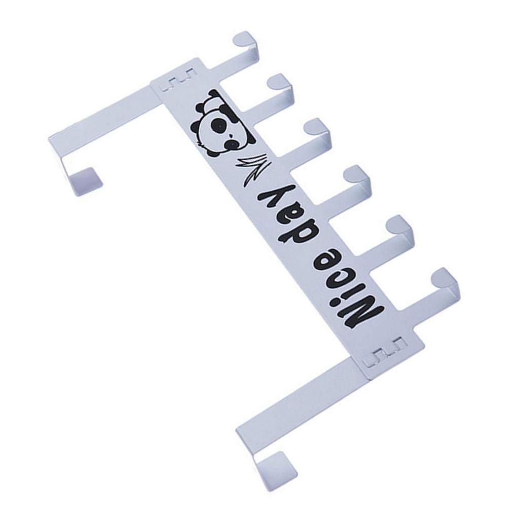 6 Hooks Over The Door Hooks Strong Load Bearing Capacity Space Saving Metal Door Hanger Hooks for Coat Hat Bag White