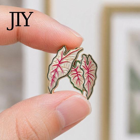 Farbverlauf Brooch Legierung Brooch, Emaille Blatt Design Anstecknadel, Pflanzenliebhaber Abzeichen mit Glatten Linien Pin Helle Farbe, Frischer Stil für Hemden