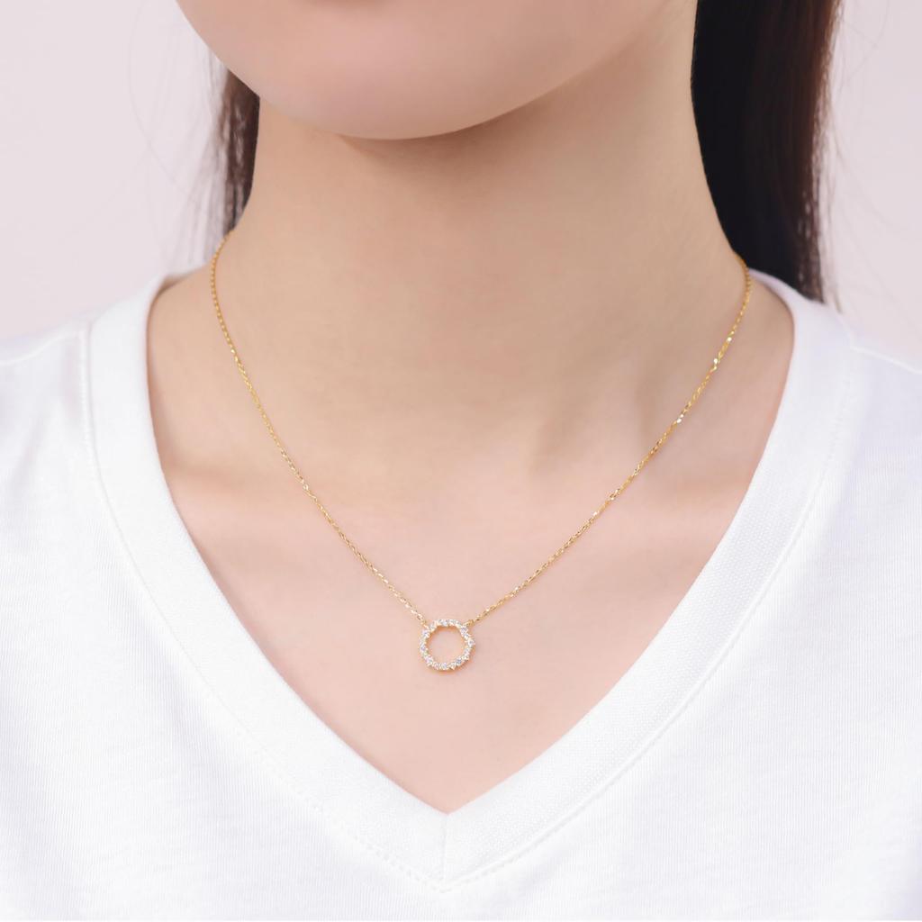Estelle Official Women's Silver Necklace with Yellow Gold Plated Cubic Zirconia (Product Code: 0772-4341-0019-0000)