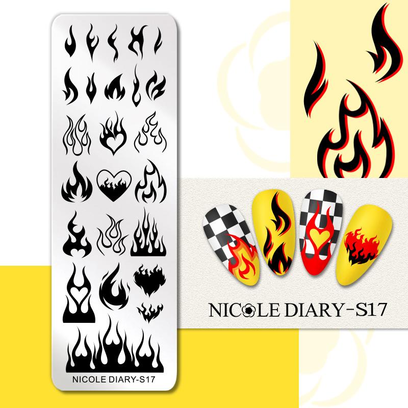 NICOLE DIARY Leopard Flower Nail Stamping Plate Image Transfer Template Geometry Leaf Stainless Steel Stencil Nail Printing Tool