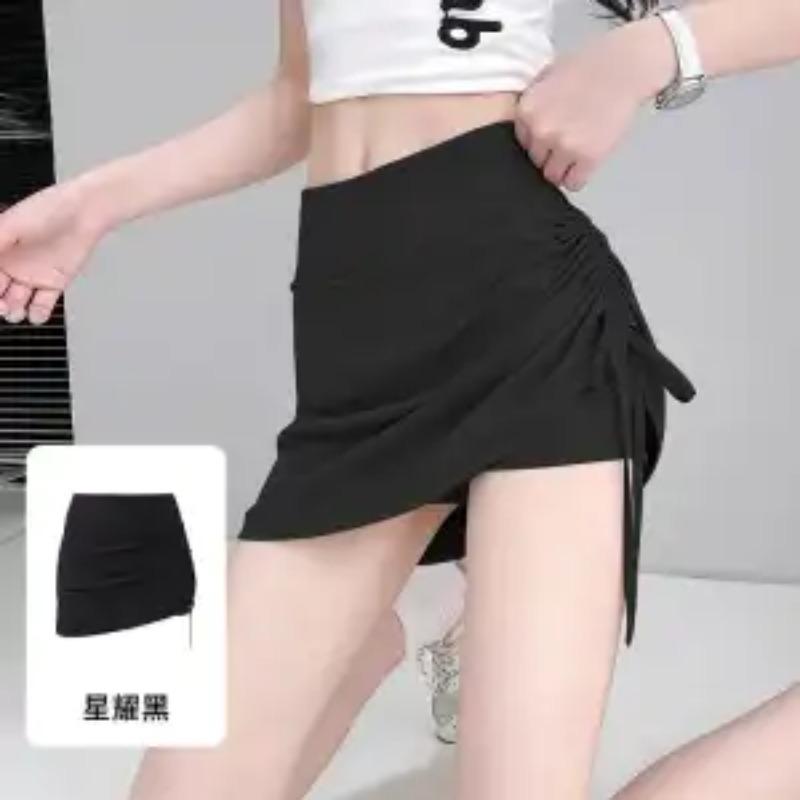 Women's High Waist Drawstring Skort Casual Ruched Mini Skirt with Built-in Shorts