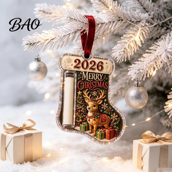 Holiday Cash Gift Card Ornament Stocking Shaped Christmas Ornament, Acrylic Money Holder Hanging Personalized Keepsake for Friends Decor, Xmas