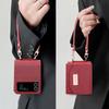 Vietao-Fashion Ādas Maks Rokas siksna Rokas siksna Mobilā tālruņa maciņš Samsung Galaxy Z Flip 6 Flip 5 Flip 4 Flip 3 maciņam, Sarkans