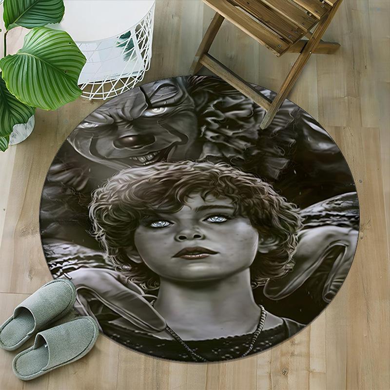 1pc Pennywise1 Print Round Carpet Chair Round Carpet Suitable for Bedroom Living Room Home Decorative Carpet