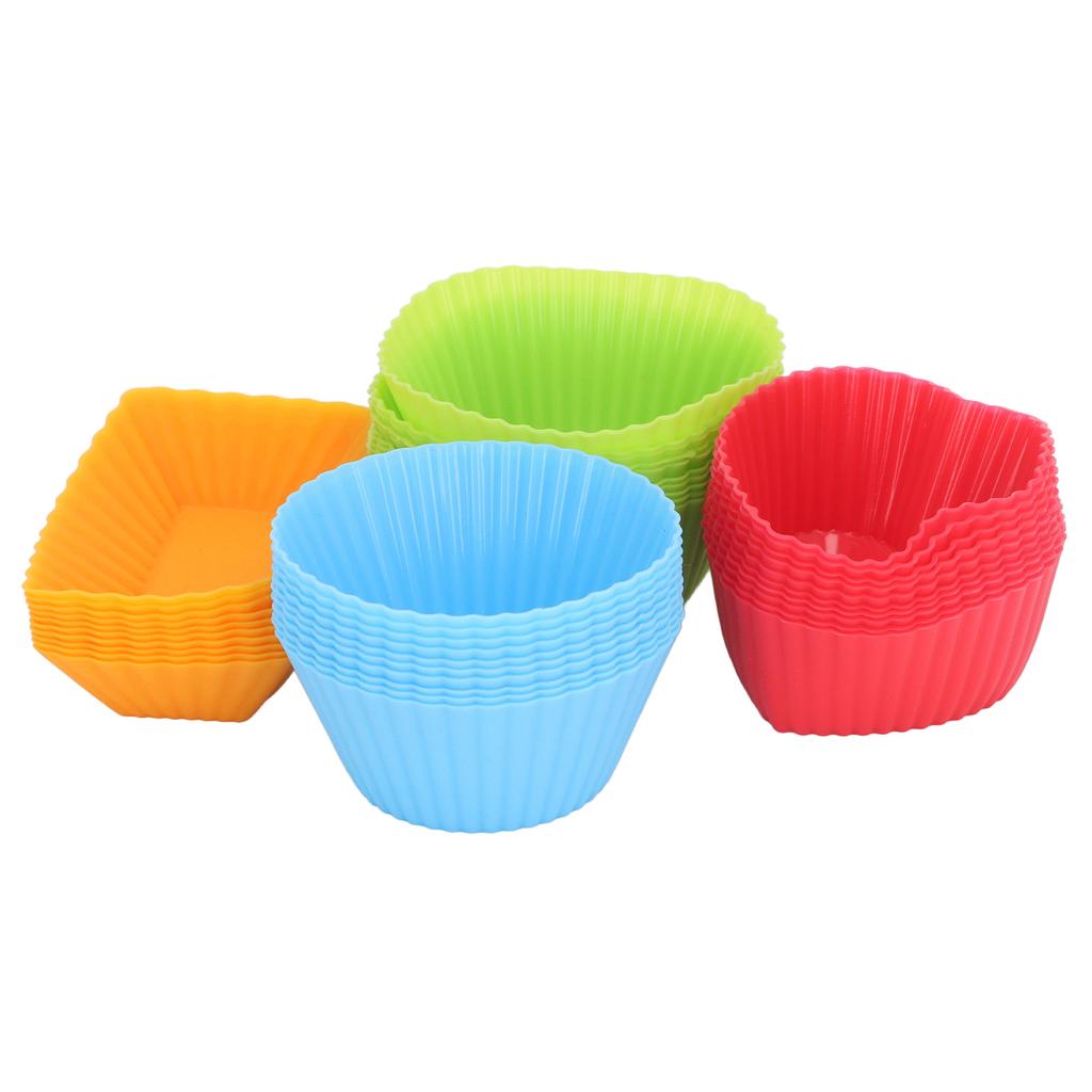 40 Pack Silicone  Baking Cups Non Sticky Reusable  Box Accessories Silicone Muffin Cupcake