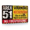 Vintage Area Warning Metal Sign Retro Iron Wall Decor with Restricted Area No Trespassing Design ElectricityFree Wall