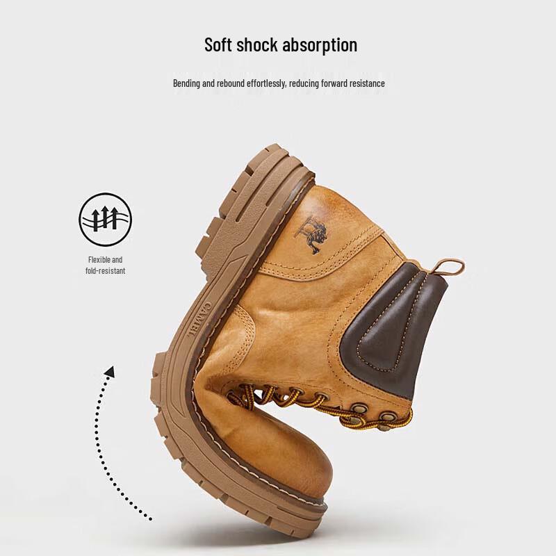 Camel Men's Winter Plush Lined Thick-Soled Work Boots