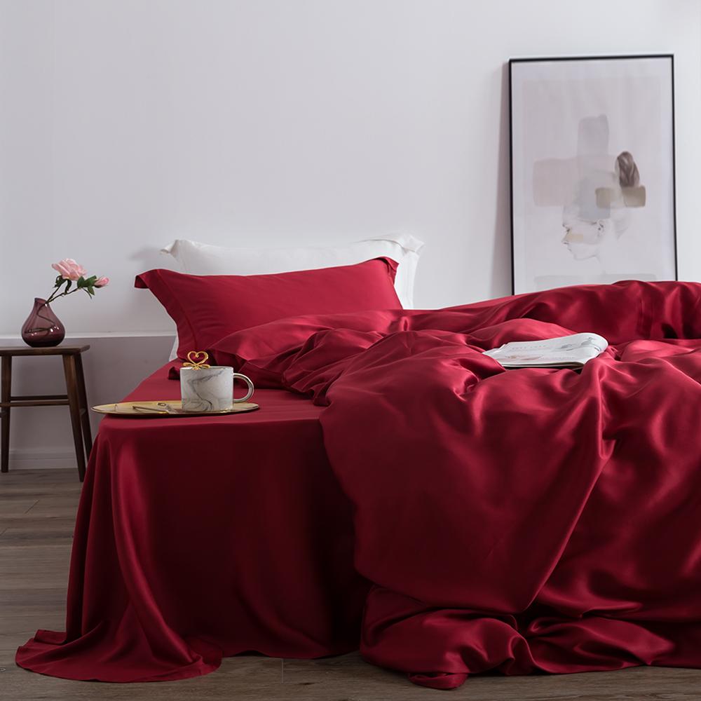 Liv-Esthete Luxury 100% Silk Blue Bedding Set Silky Beauty Queen King Duvet Cover Set Flat Sheet Pillowcase Bed Set Bedclothes
