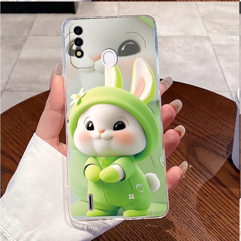 Case for ITEL P37 / Vision 2s Cover Clear Soft Silicone Love Heart Rabbit Phone Casing for itel P37 Vision2s P651L P651W Shell