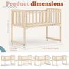Portable Wooden Bedside Bassinet Newborn Baby Crib with Adjustable Side And Wheels Pine Co-Sleeping Crib for Parents