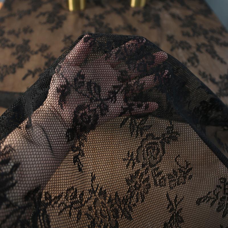 Retro Hollow Warp Knitted White Black Lace Tablecloth American Household Rectangle Dining Table Mat Cover