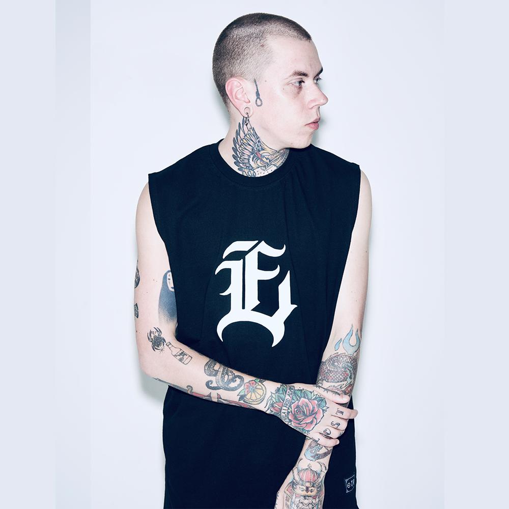 Eight Volume Ev E Logo Layered Sleeveless (Black) Black/One Size