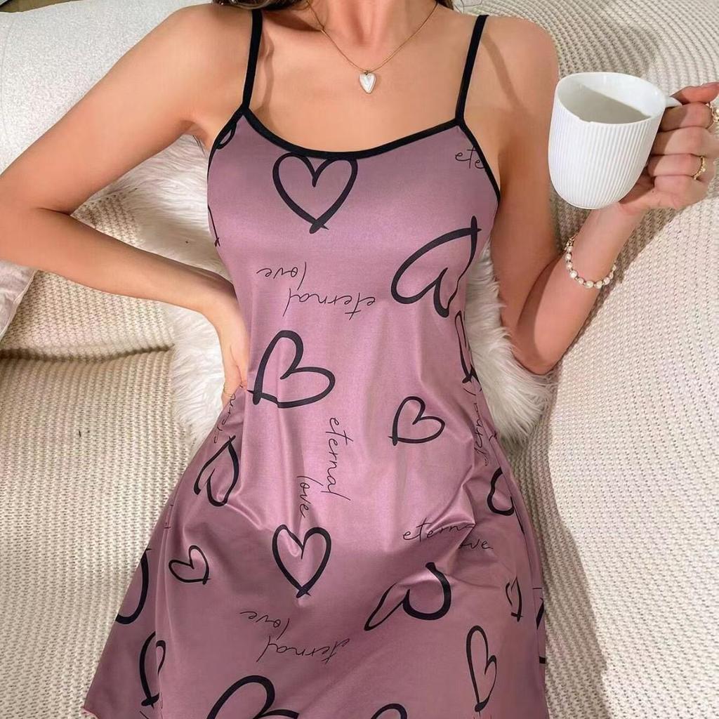 Ekskluzywna Europejska i Amerykańska Stylizacja Damska Koszulka Nocna - Seksowna Piżama z Nadrukiem