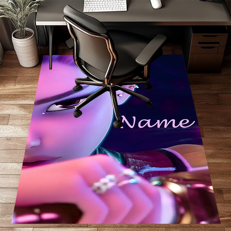 Custom KPop Demon Hunters Mat Personalized Name, Polyester Washable Indoor Entryway Rug, Gift for Christmas, Easter, Thanksgiving Day