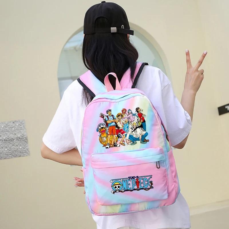 3 stk/sett Tilbake til skolen ryggsekk Anime ett stykke jenteryggsekksett Kawaii skoleelever Gutt Barn Matpakke Blyantboks