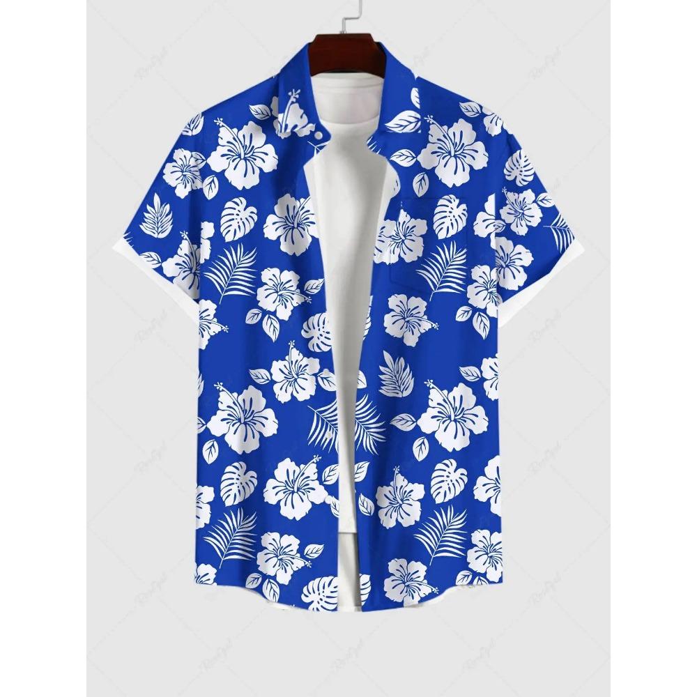Summer Adds 3D Printed Hawaiian Shirts with Buttons, Beach Vacation Shirts, Short-sleeved Shirts and Casual Shirts for Men