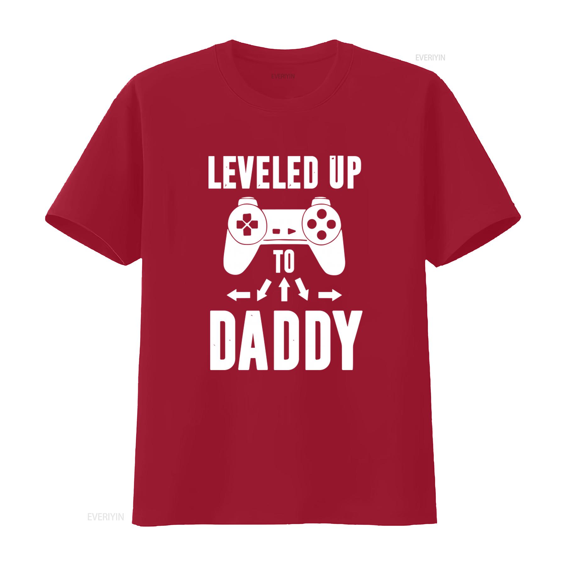 Leveled Up To Daddy Video Game Controller Design Mens T shirt Pregnancy Announcement Est 2019 vintage Washed fashion S