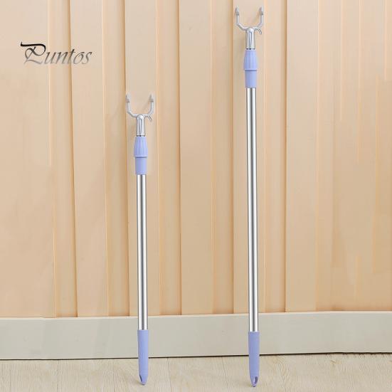 Collapsible Clothing Rack Clothes Pole Stainless Steel U-shaped Fork Retractable Telescoping Rod Hook for Hanging Garments Strong Load Capacity Hotels