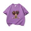 Kids Cotton T Shirt Charming Rainbow Hair Girl Sitting Print Crew Neck Short Sleeve Tee Casual Boys Girls Summer Tops
