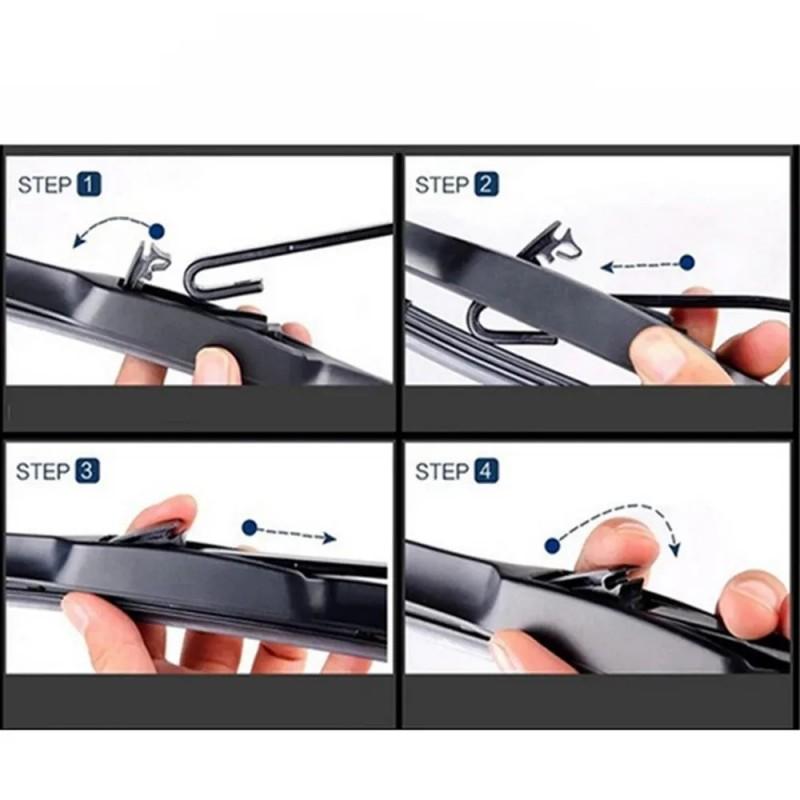24"+20"+11" Front & Rear Frameless Wiper Blades for Kia Soul MK2 2014-2019, Kia Rio 4, Kia Stonic, Hyundai i20 Mk3, Hyundai Accent Sedan