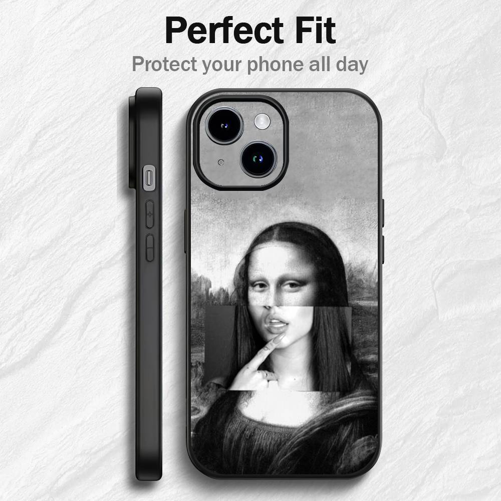 Funny M-Mona Lisa Art Phone Case For iPhone 17 16 15 14 13 12 PRO MAX PLUS Mini TPU Soft to Skin-friendly case