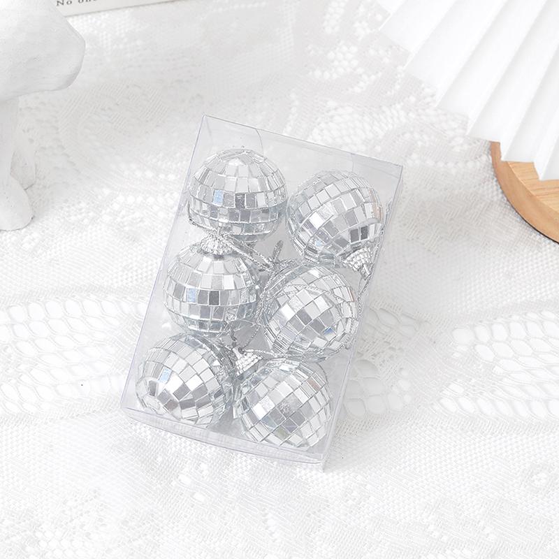 

12 шт. Стеклянный диско-шар серебристый Рождественское украшение для диско-карнавальной тематической музыкальной вечеринки Декор для торта Сверкающий подарок для рождественской елки