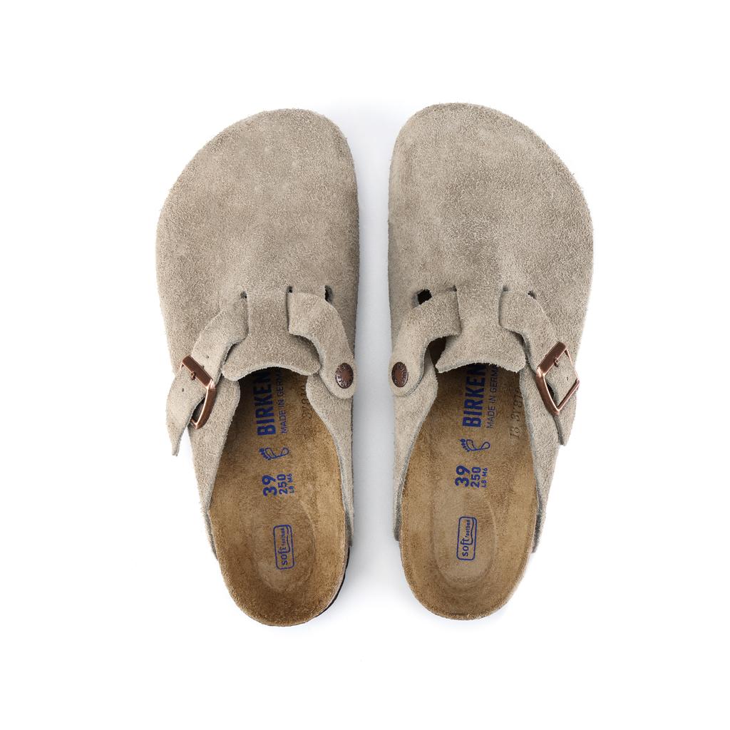 Boston Birkenstock Soft Footbed Suede Narrow 'Taupe' 0560771