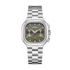 Women's S Elegant Dress Watch with Golden Stainless Steel Band Square Green Dial Waterproof Quartz Wristwatch with Luminous Hand