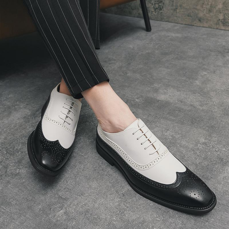 Fashion 2025 British Style Brogue Men's Shoes Fashion Casual Color Match Designer Spring Autumn Match Leather Shoes for Men Big Size 46