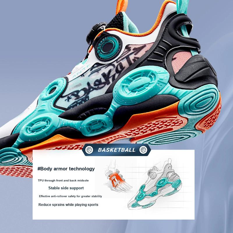 Anta Shaped 2 Comfortable Sports Non-Slip Wear-Resistant Mid-Top Kids Basketball Shoes Kids Basketball Shoes Jupiter-Orange 312321102H-3