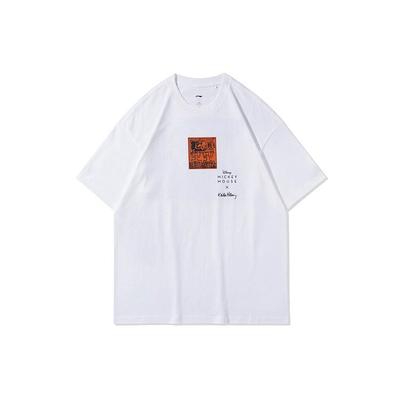 X Disney Mickey X Keith Haring Kollektion Bedrucktes Lockeres Rundhals Kurzarm T-Shirt Herren Oberteile Weiß AHSR503-2
