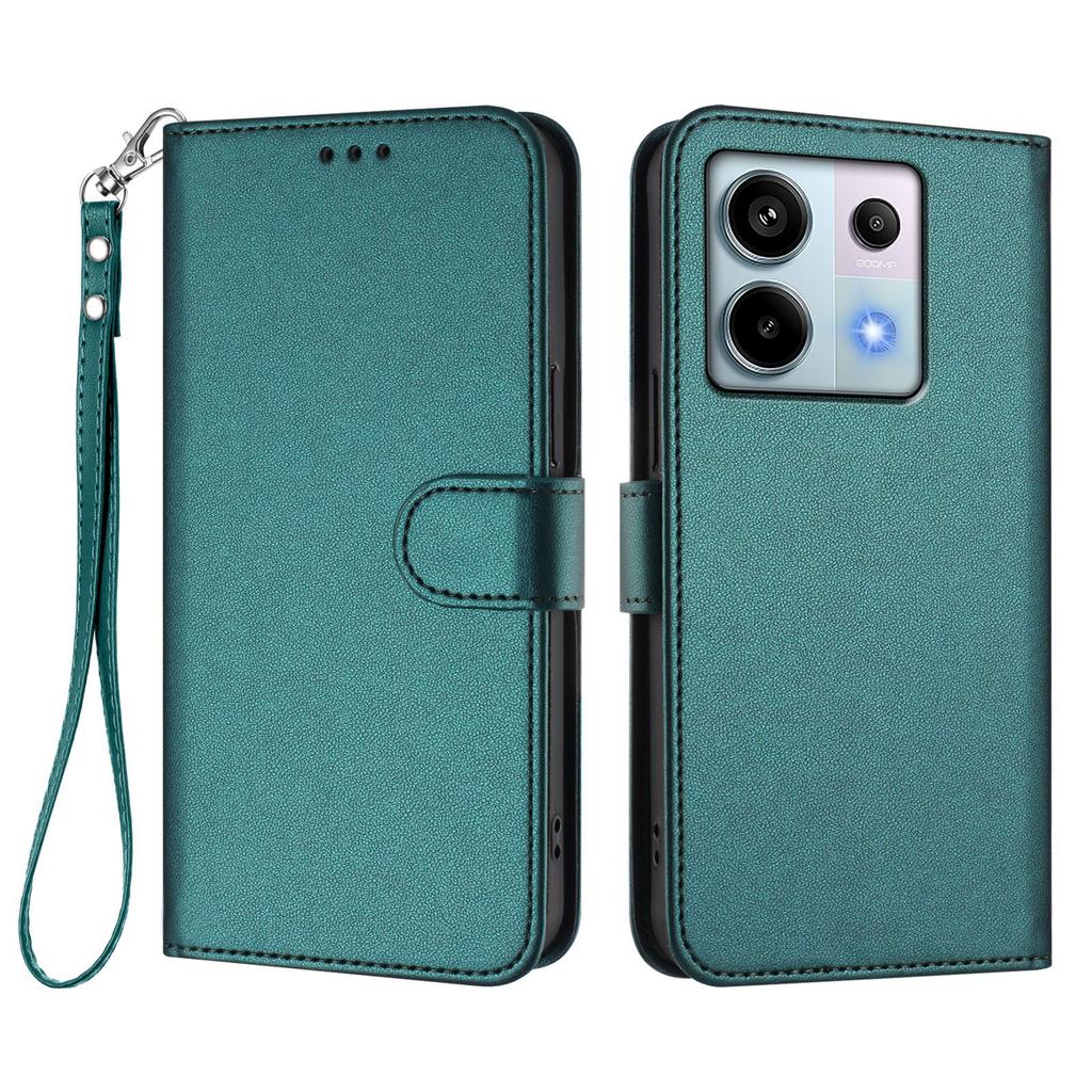 For Xiaomi Poco X6 5G/Xiaomi Redmi Note 13 Pro 5G Leather Case Wallet Stand Phone Cover with Wrist Strap