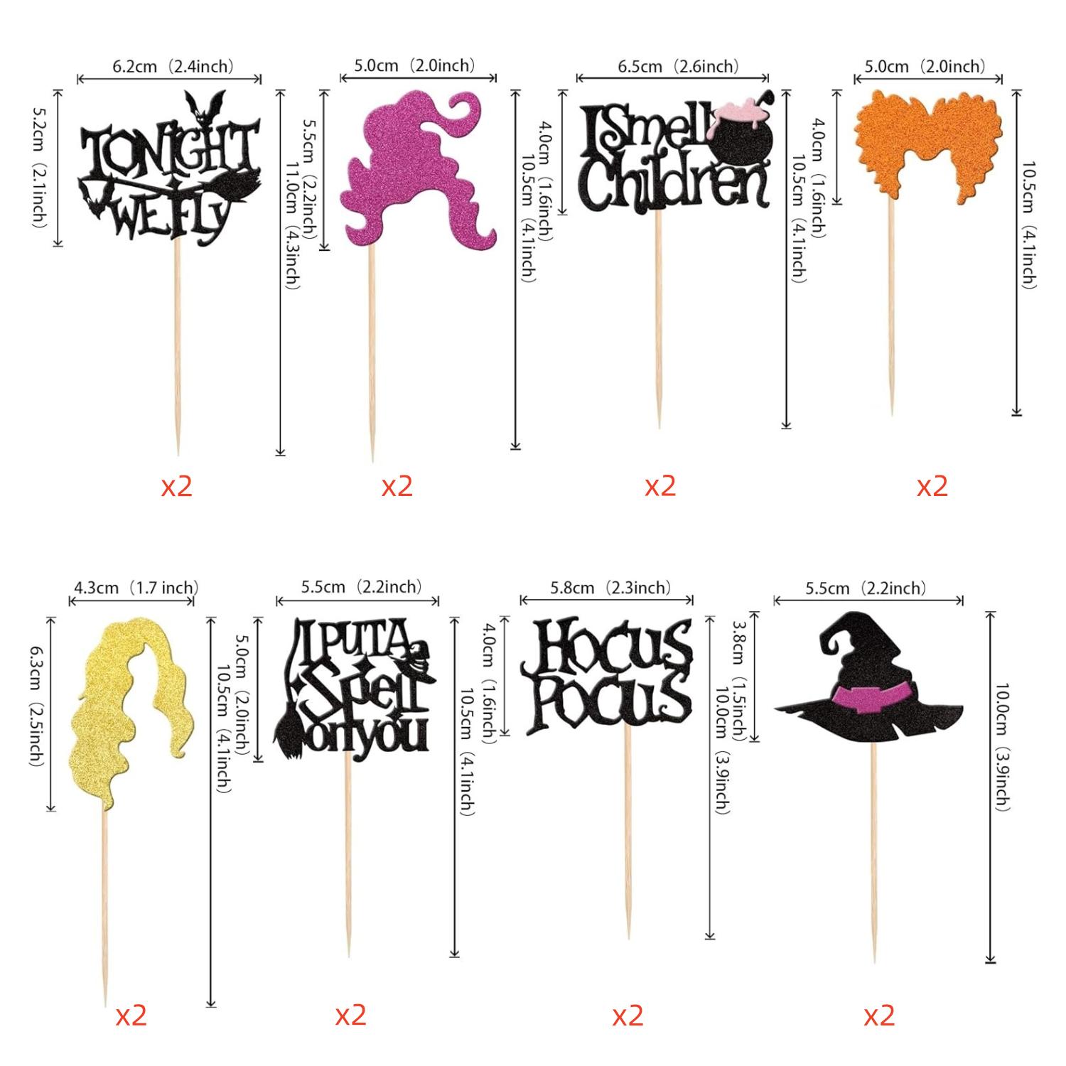 

Glitter Witch Hair Hat Halloween Cupcake Toppers Cake Decorations for Hocus Pocus Theme Birthday Party Cake Decorations