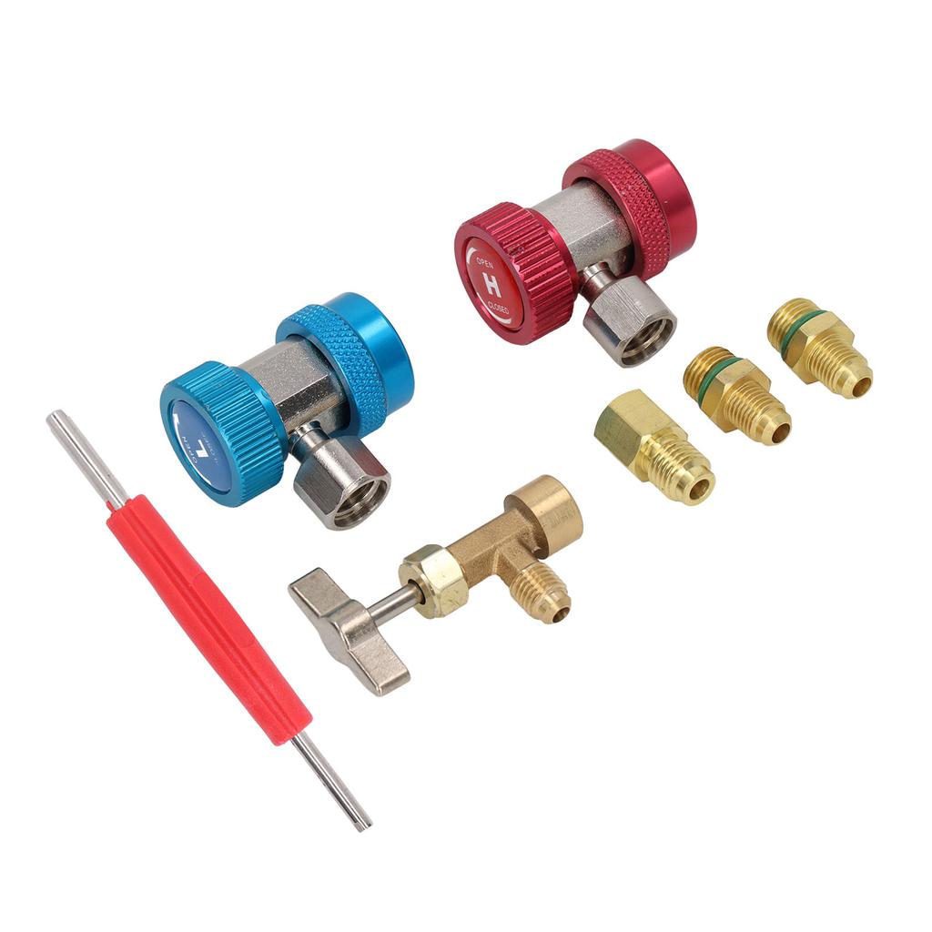 R134A Adapter-Set Tankanzapfer Schnellkupplung Doppelkopf Ventilausdreher für Pkw Klimaanlageninstallation