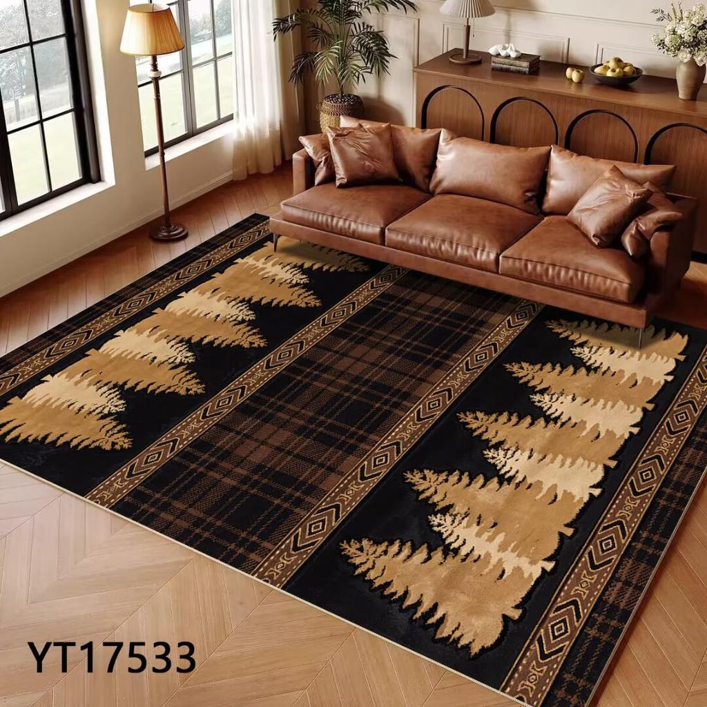Brown American Vintage Style Large Living Room Rug Home Room Decoration Aesthetic Rugs for Bedroom Indoor Antiskid Carpet Mat