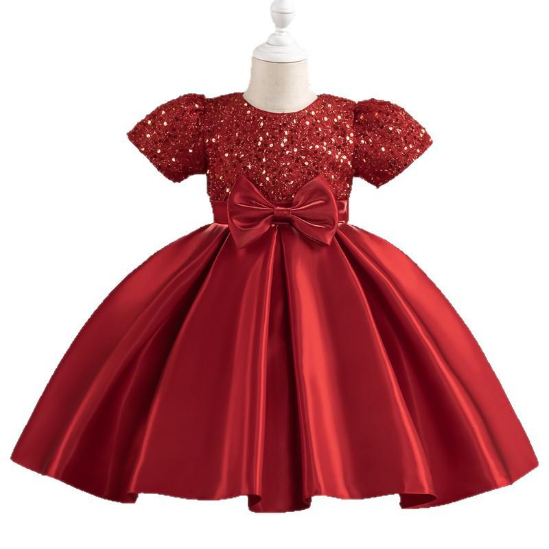 Princess Bowknot Purple Toddler Dress - Formal Wear & Performance Costume for Middle Girls