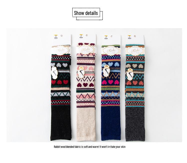 Chaussettes chaudes en laine pour femmes japonaises, longueur genou, pour l'automne et l'hiver