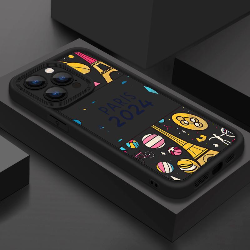 

Для iPhone 16 Pro 15 14 Pro Max 15 14 Plus 13 12 11 Pro Max Xr Xs X 8 7 противоударный мультяшный олимпийский узорчатый мягкий TPU защитный чехол для объектива iPhone 15 чёрный