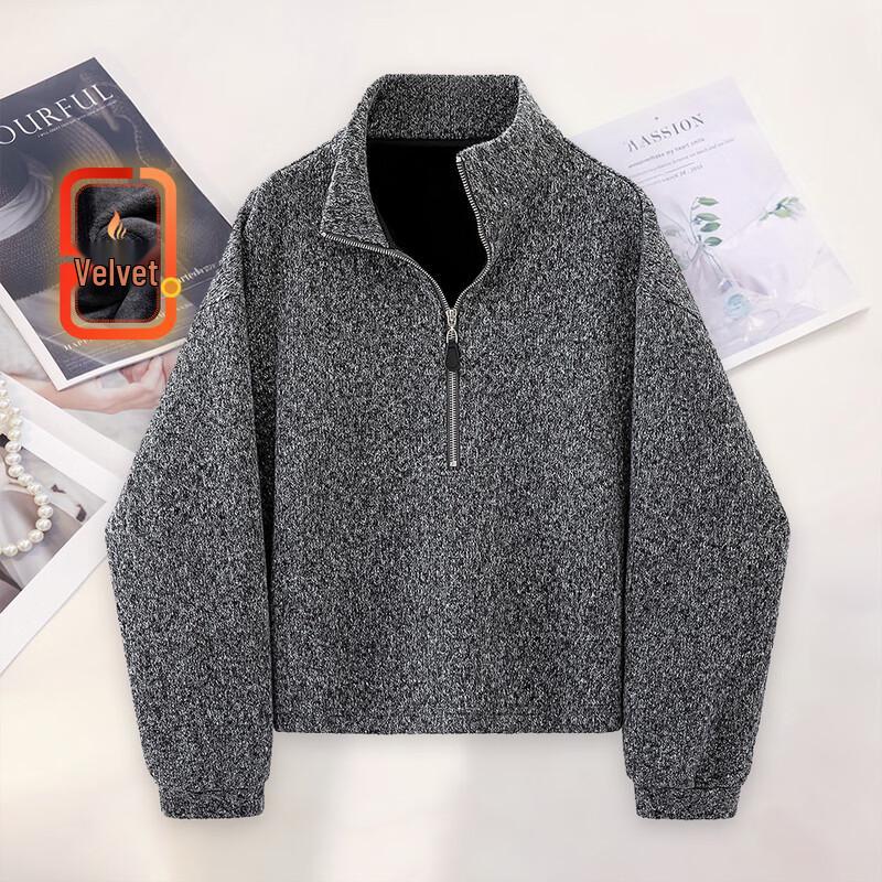 

Women s Half-Zip Loose Fit Fleece Lined Jacket
