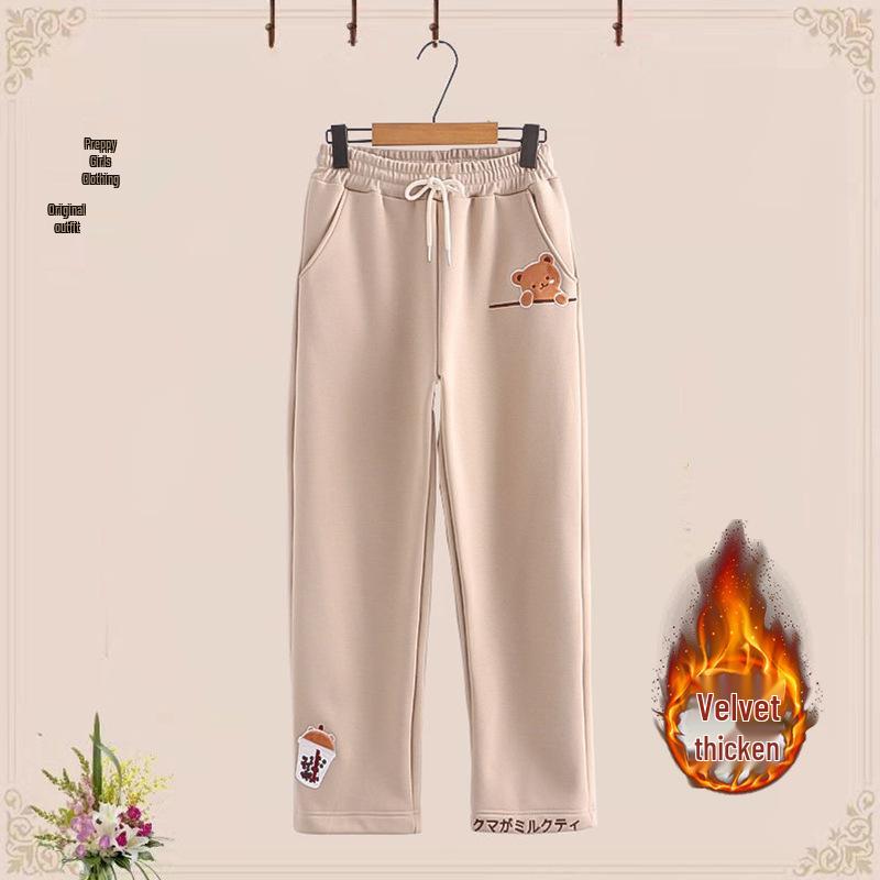 Podzimní/Zimní Sametová Zesílená Dvoudílná Sada pro Dívky (Věk 12-15): Mikina a ležérní sportovní oblečení