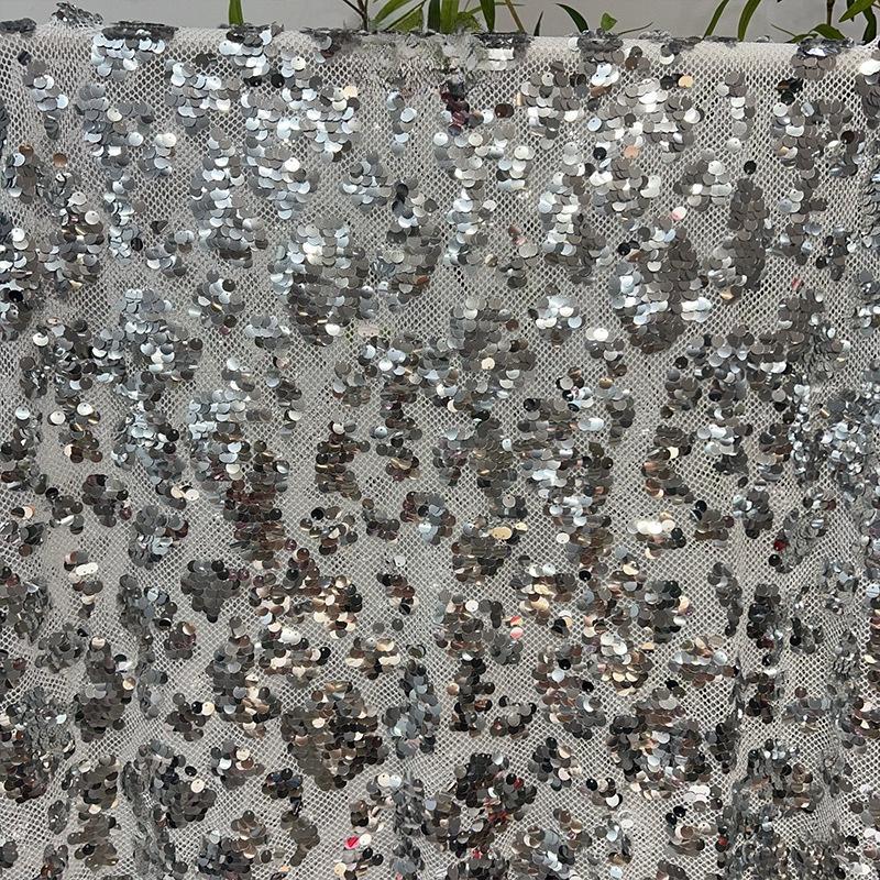 1/3Yard Gradient Full Shiny Sequin Fabric Embroidered Netting Material for Wedding Dresses Evening Gowns Cheongsam Sequin Fabric