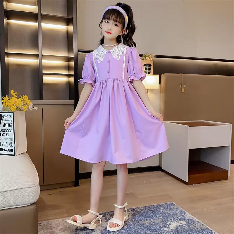 Stylish Girls' Summer Princess Dresses - Trendy Lapel Skirts for Kids