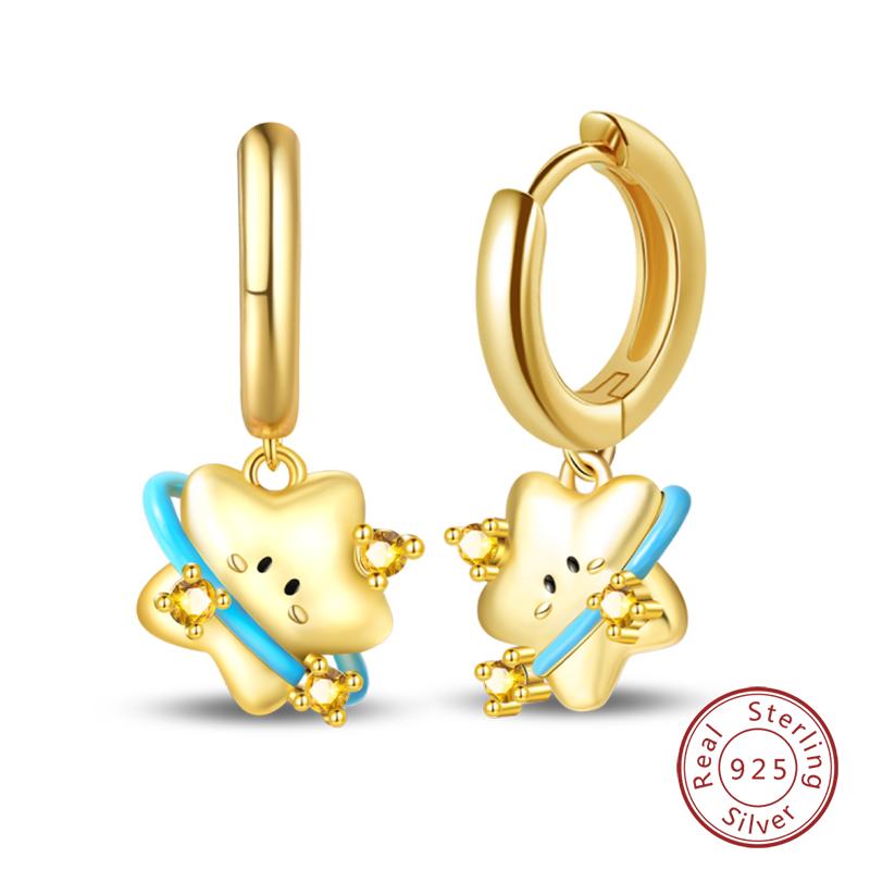 Modische leuchtende Glühwürmchen-Ohrringe 925er Sterlingsilber Lila Schmetterling Welle Fischschwanz Anhänger Ohrringe Feiner Party-Schmuck Geschenke